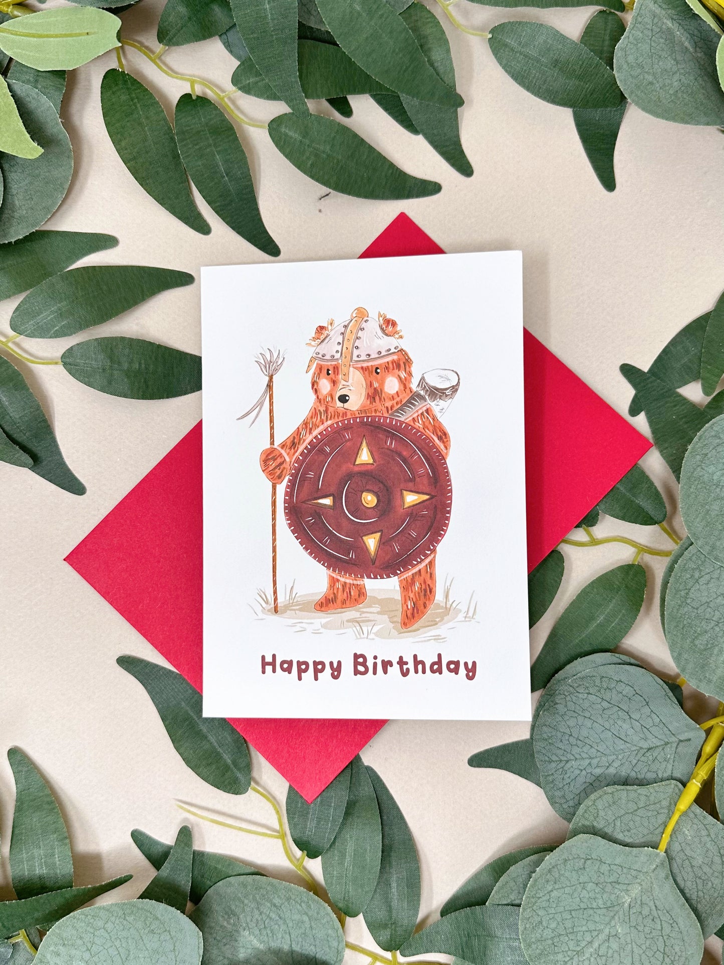 Warrior Bear Birthday Card