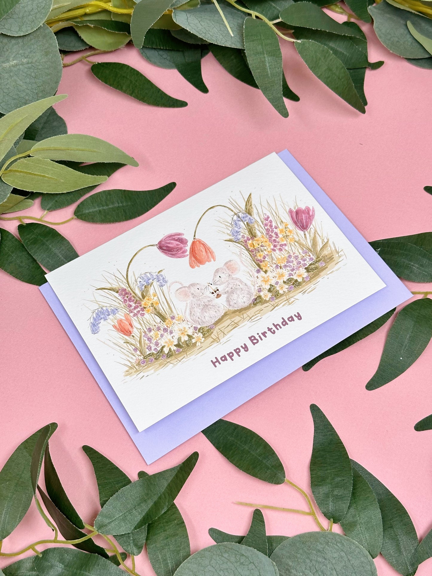 Tulip Mouse Birthday Card