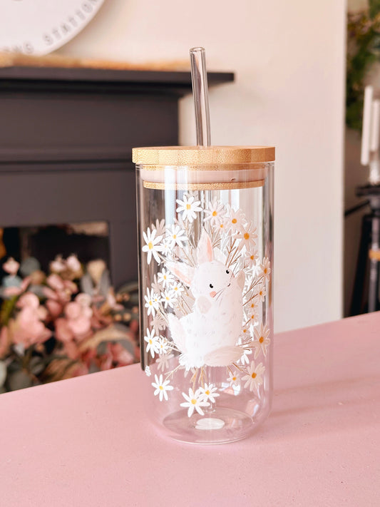 Daisy rabbit glass tumbler