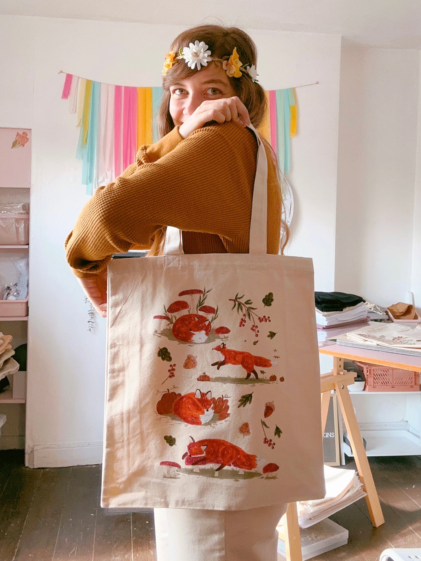 Autumnal Fox Giant Tote Bag
