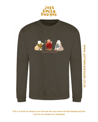 Warrior Viking Bear Graphic Sweatshirt - ADULT