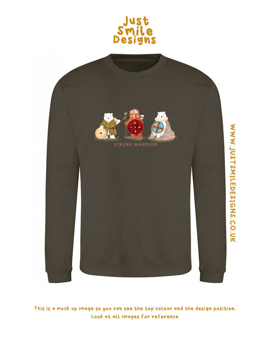 Warrior Viking Bear Graphic Sweatshirt - ADULT