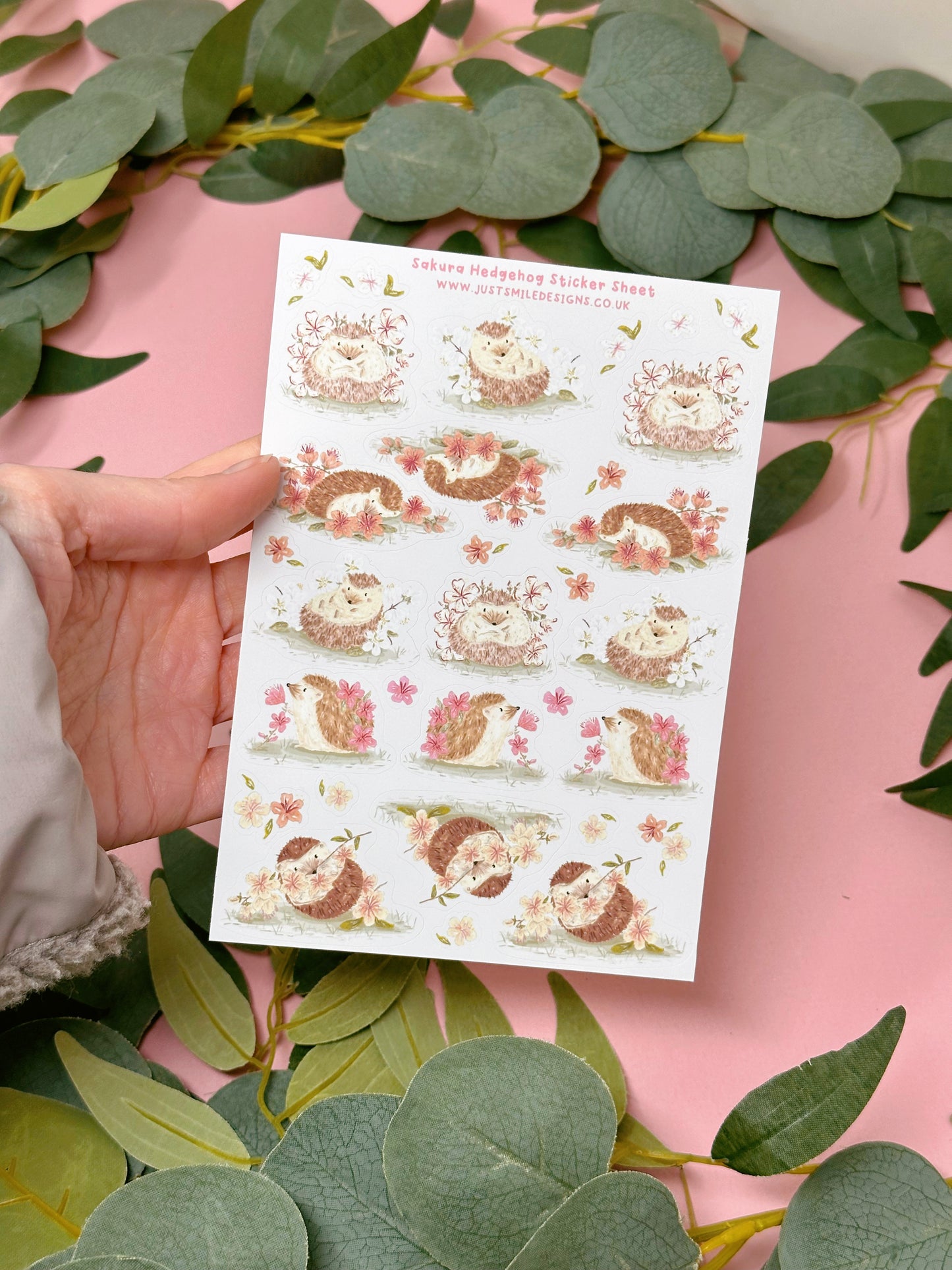 Sakura Hedgehog Sticker Sheet