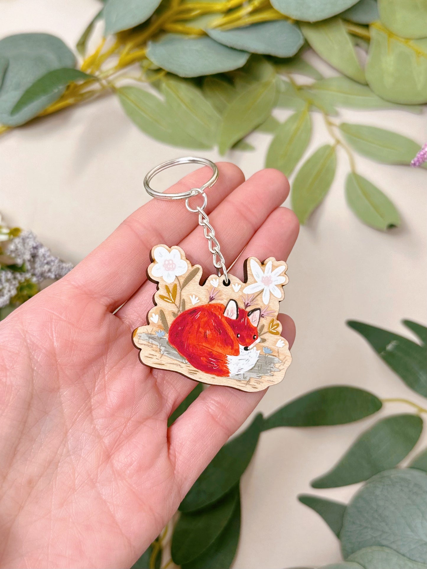 Floral Fox Keyring