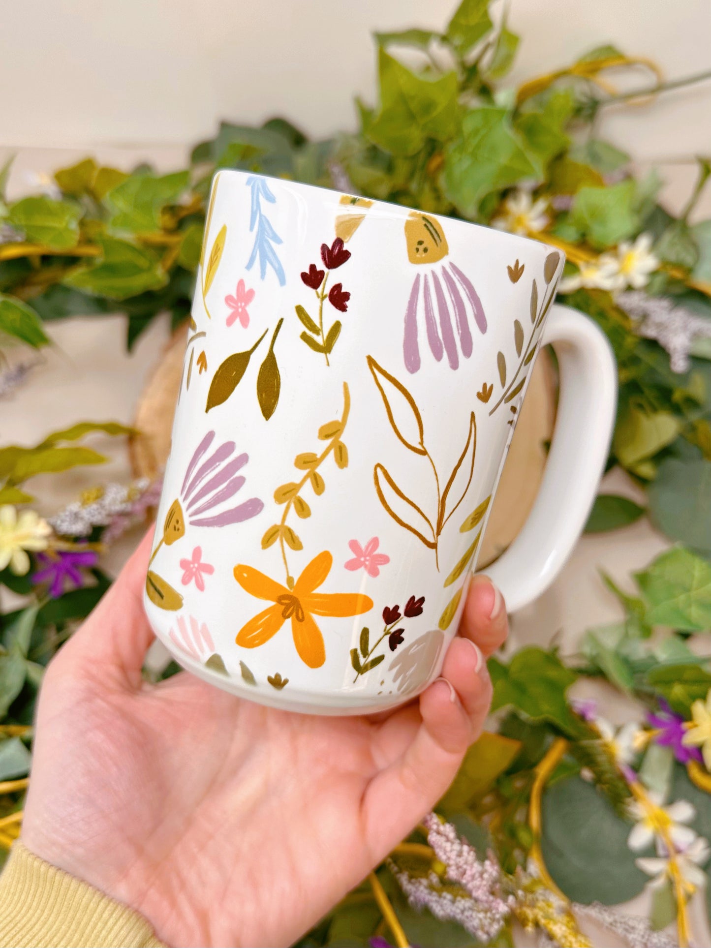 Fresh Flowers Tall Ceramic Mug