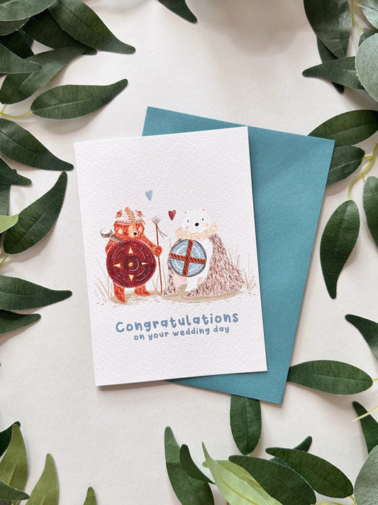 Viking bears wedding card