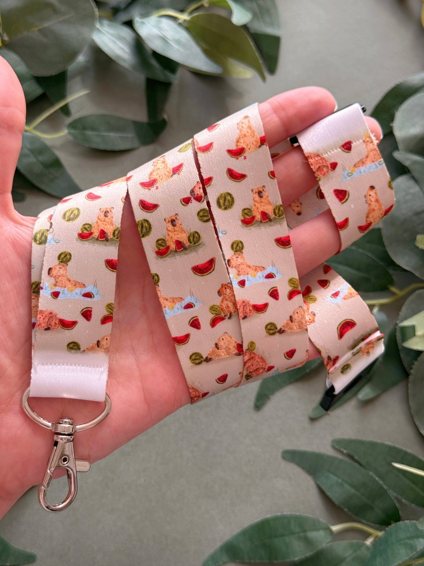 Capybara and water melons lanyard