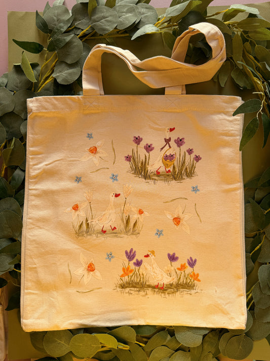 Spring duck large tote bag