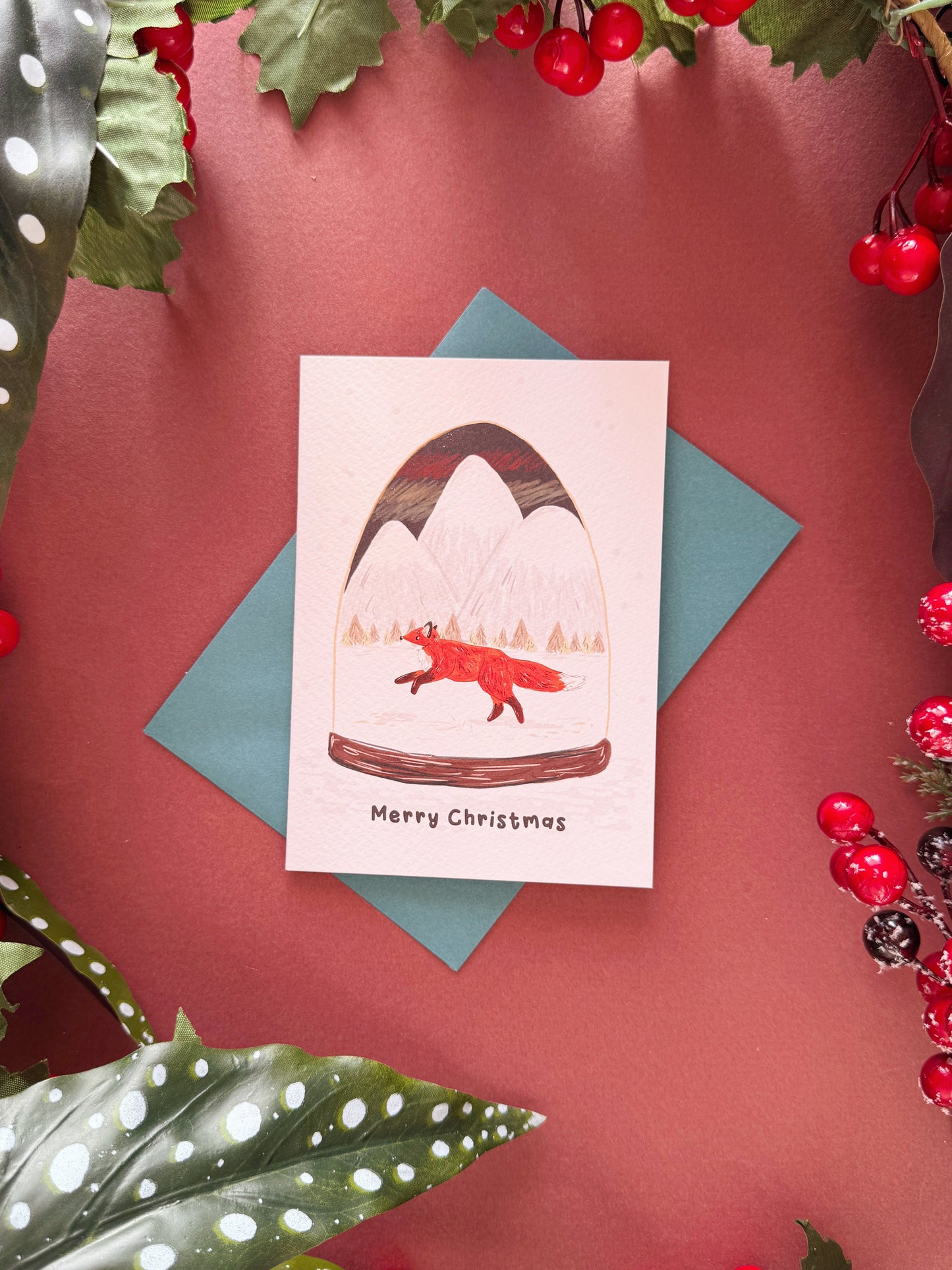 Fox Globe Christmas Card