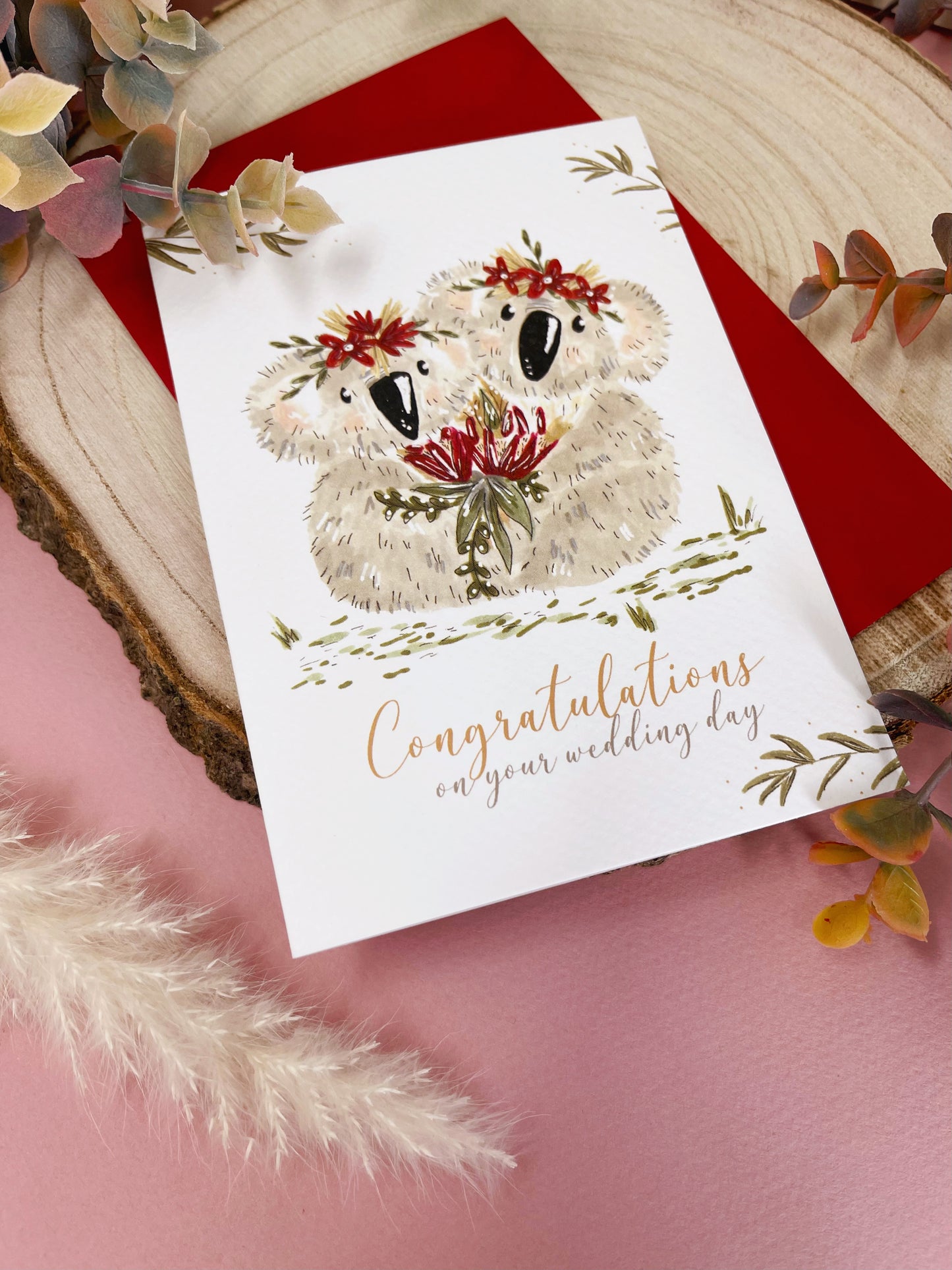 Botanical Koala Wedding Card - Mrs & Mrs