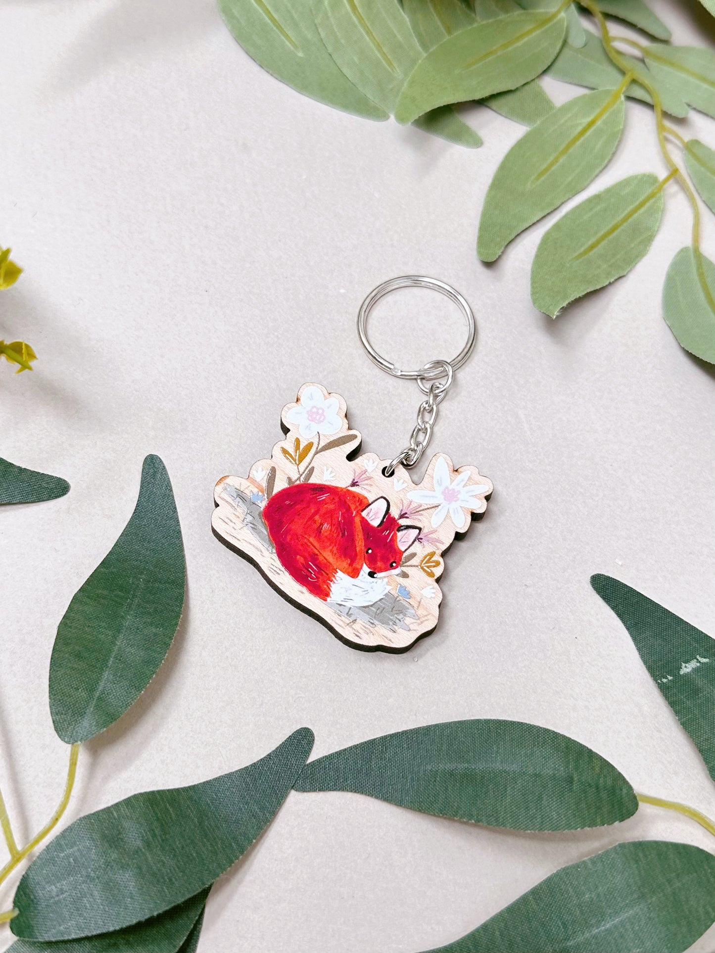Floral Fox Keyring