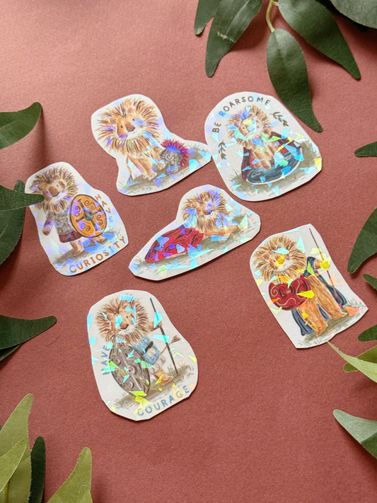 Warrior lion holographic sticker