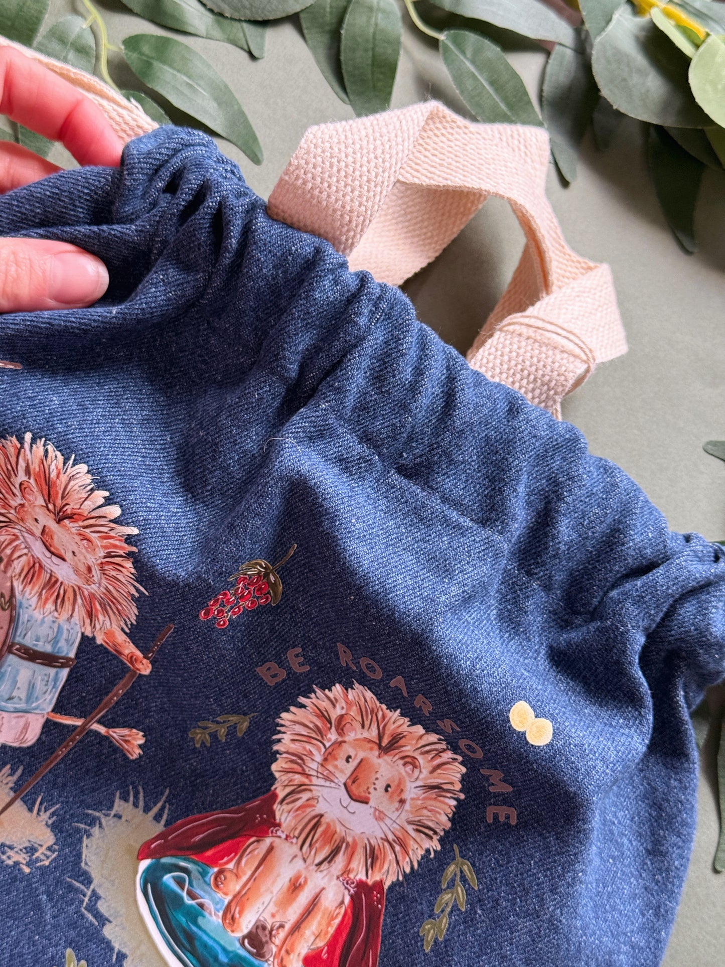 Lion Drawstring Tote Bag