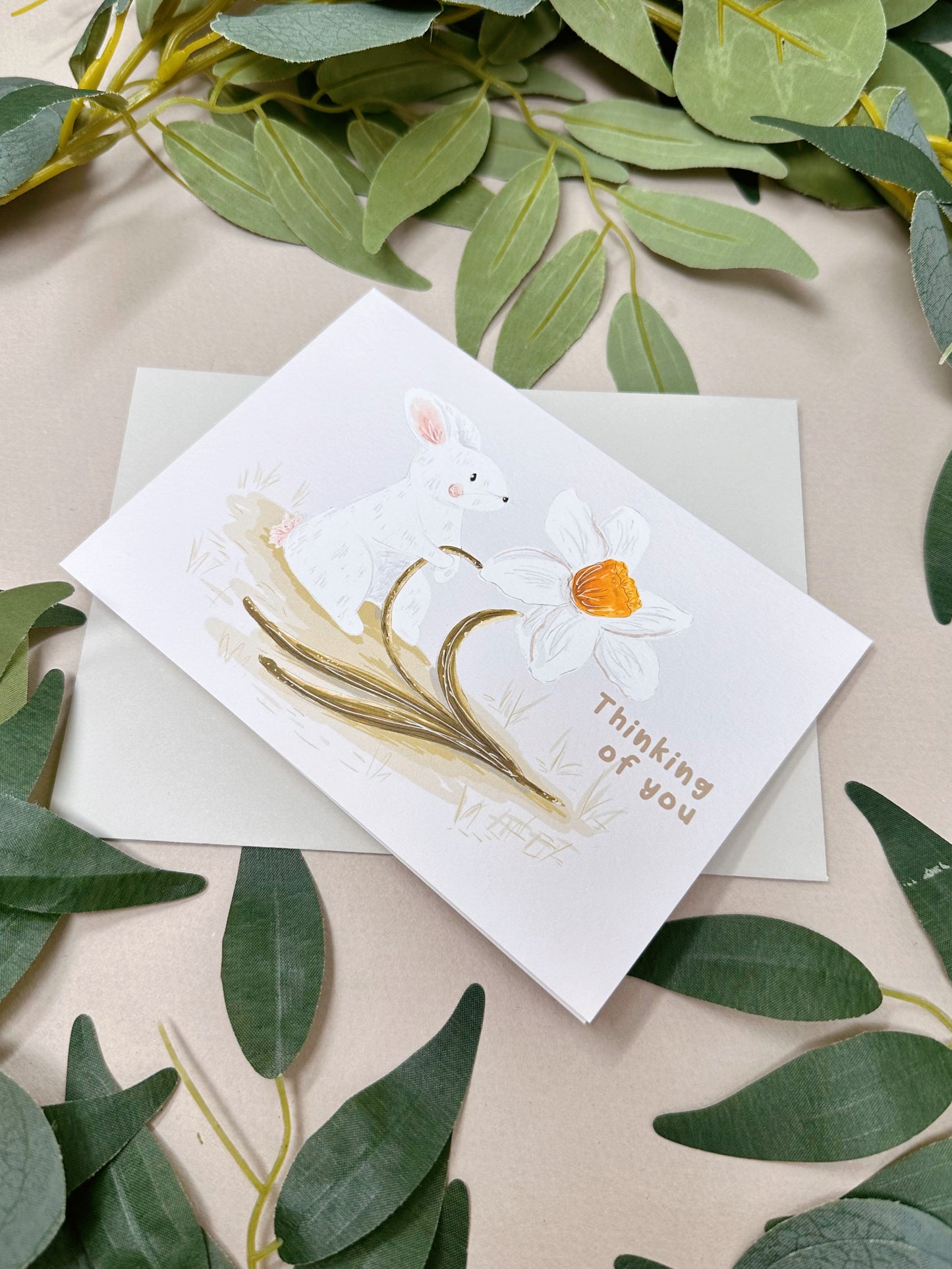 Bunny Daffodil Thinking Of You Card
