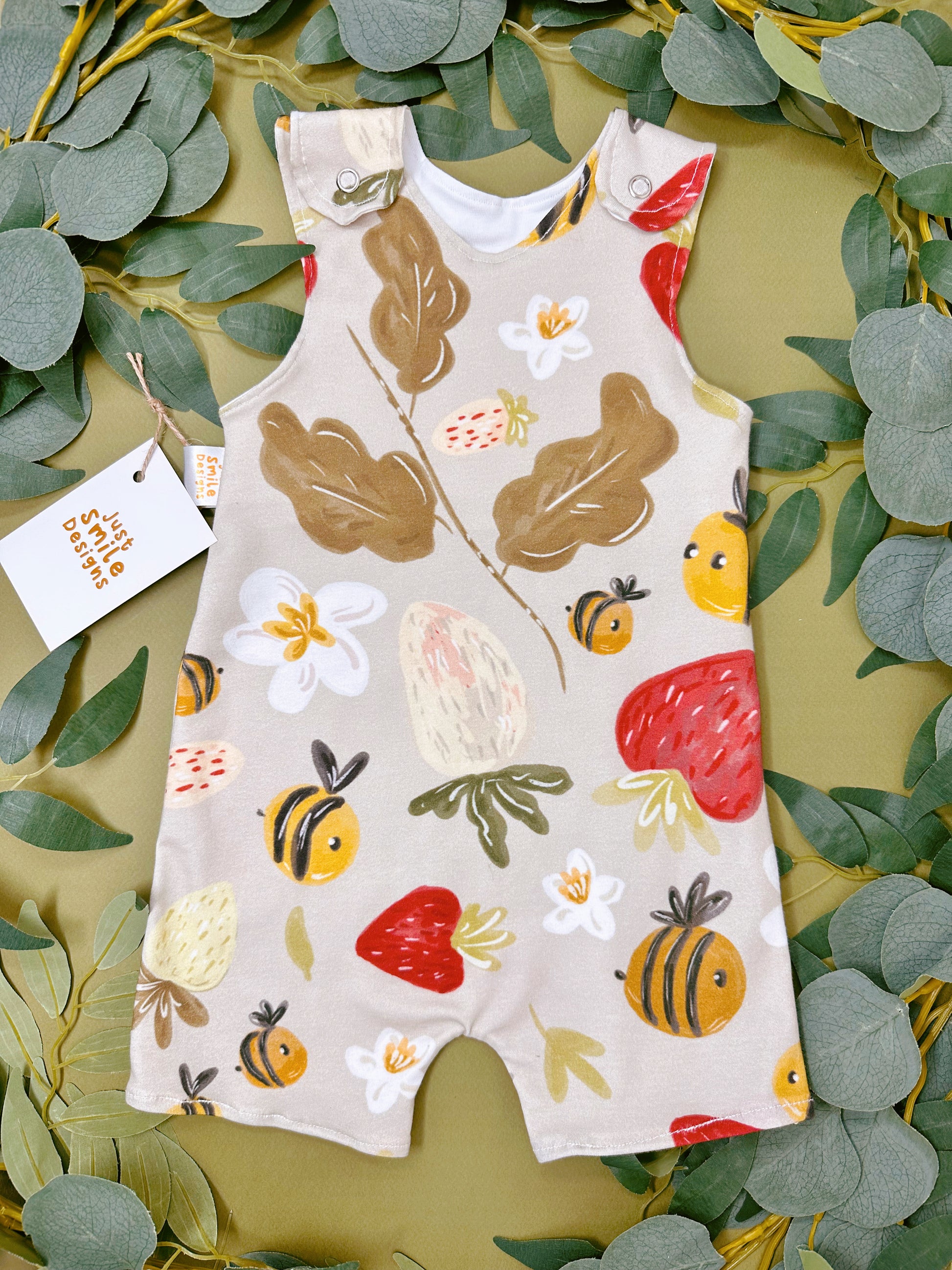 Strawberry bee short romper