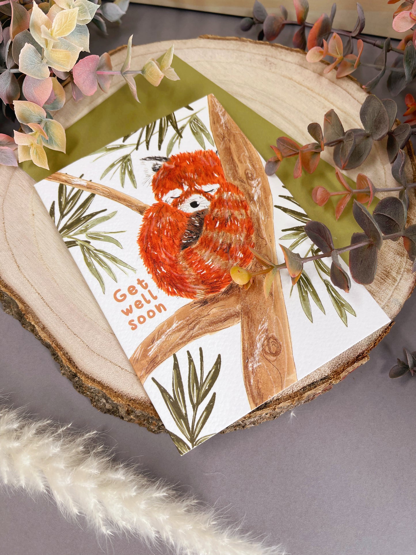 Red Panda Get Well Card