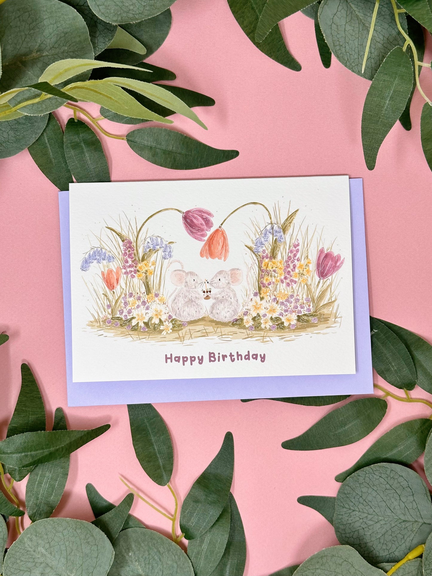 Tulip Mouse Birthday Card