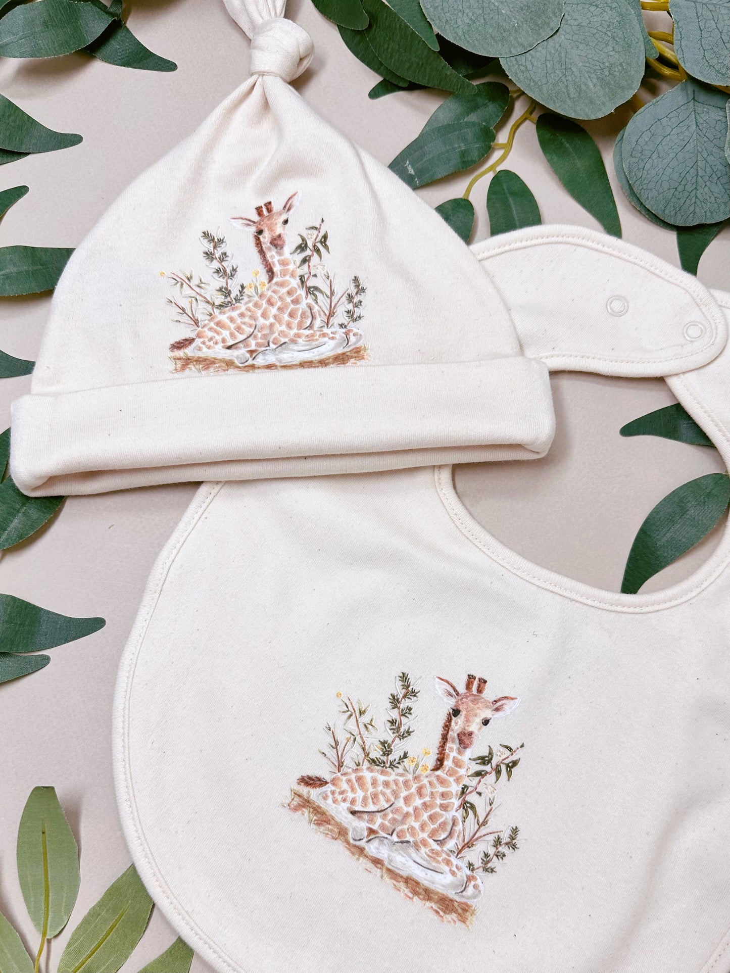 Baby Giraffe Bib & Hat Set