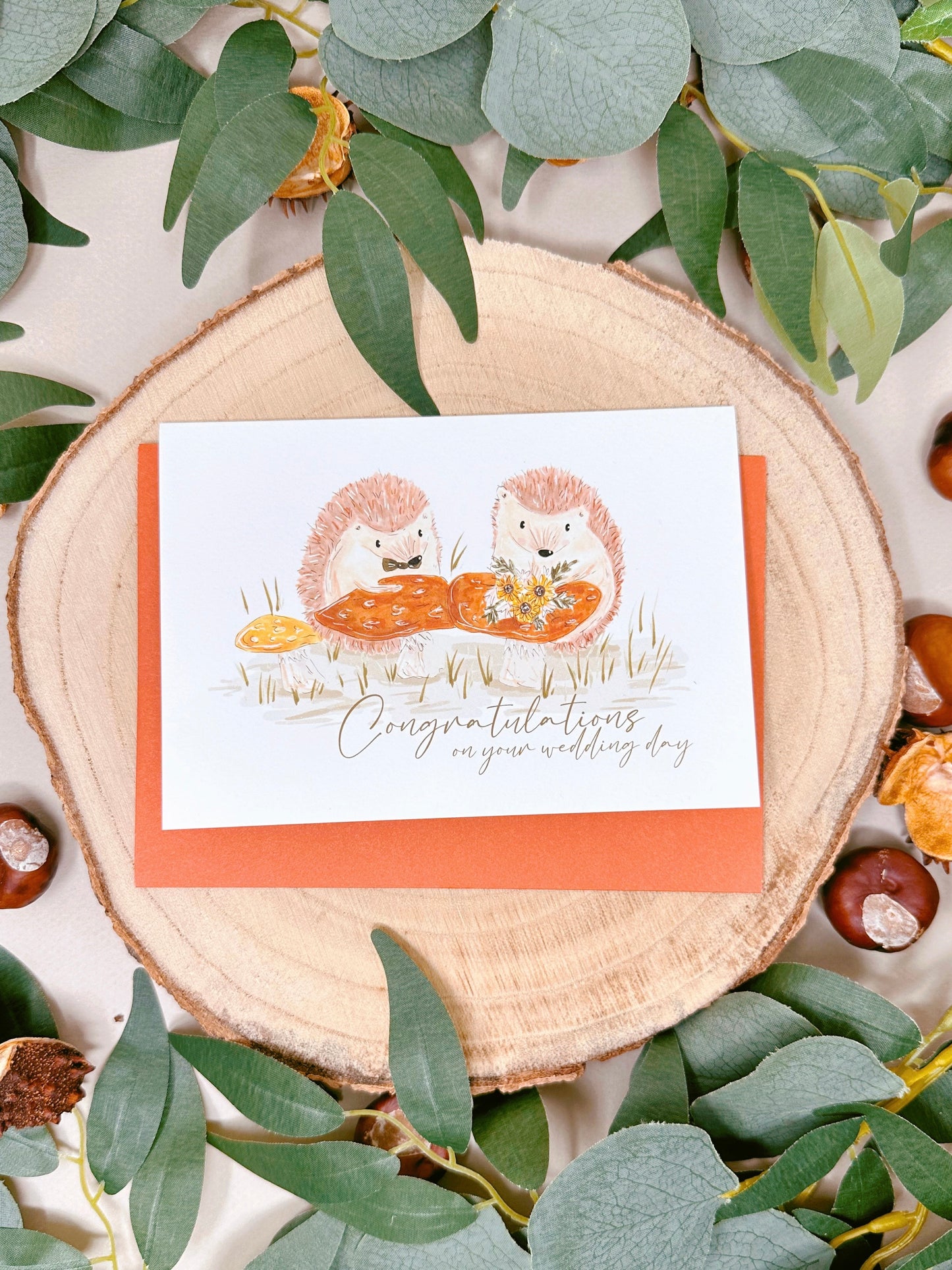 Botanical Hedgehog Wedding Card