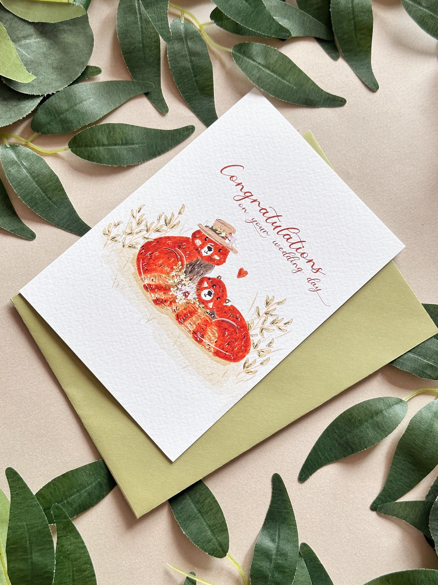 Red panda Wedding Card