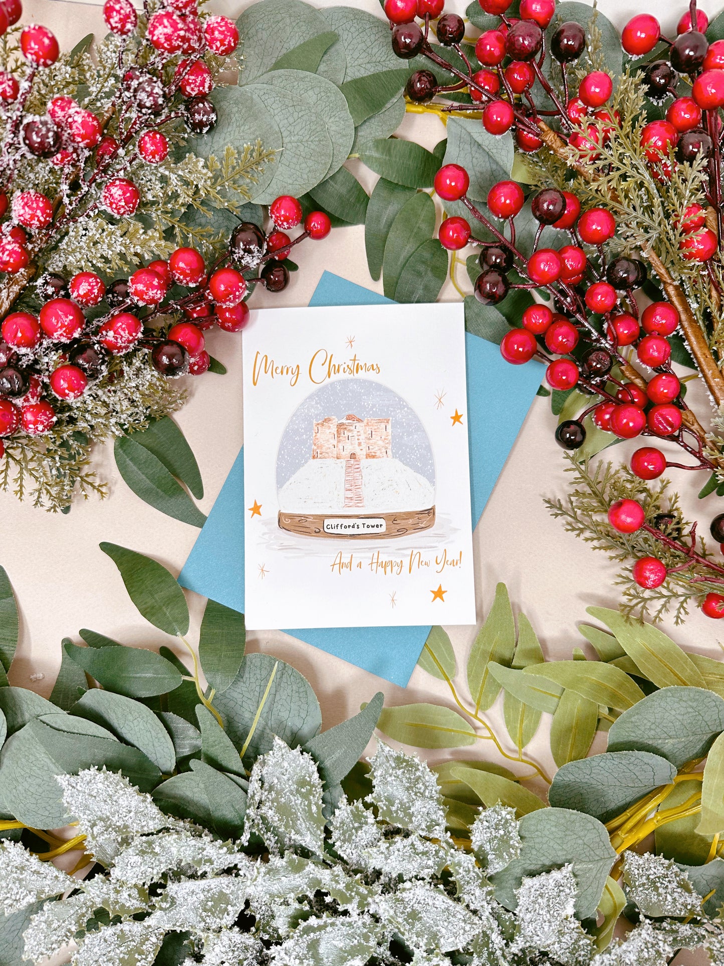 Cliffords Tower Snow Globe Card