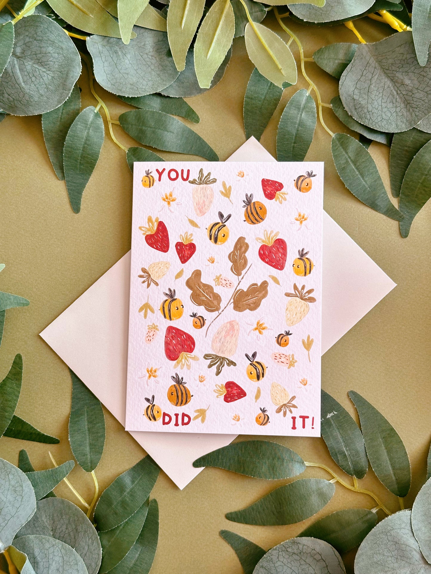 Strawberry Bee You Did It Card