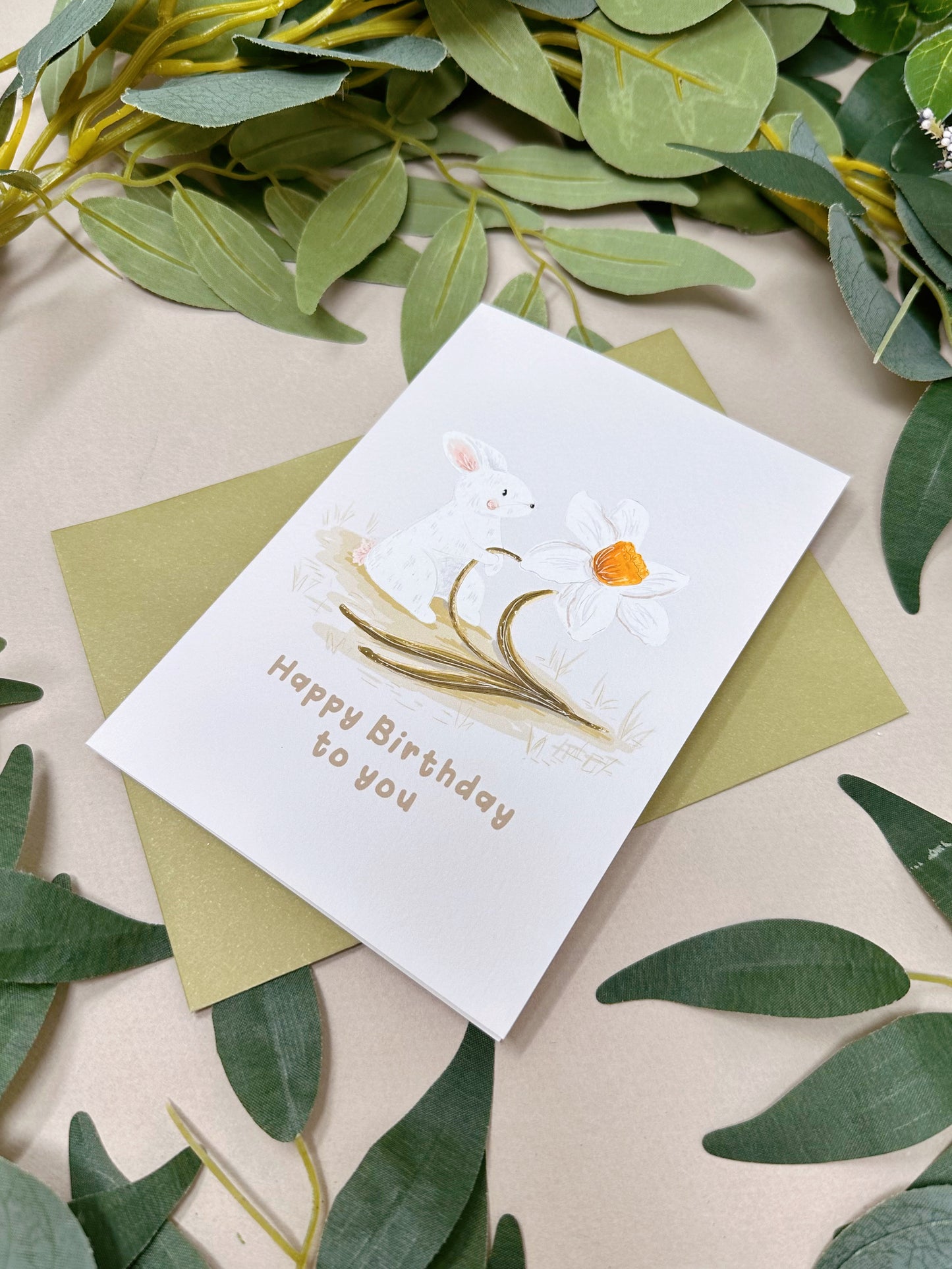 Bunny Daffodil Birthday Card