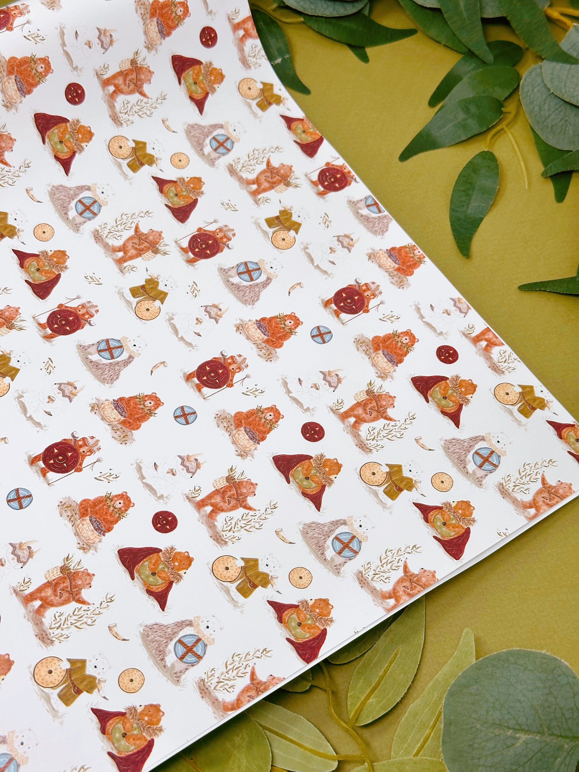 Viking bear wrapping paper