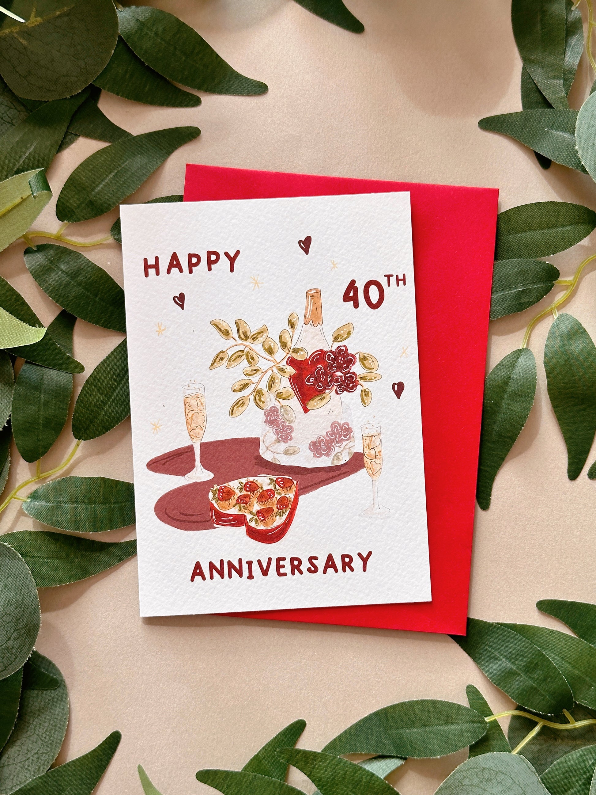 Ruby wedding anniversary card
