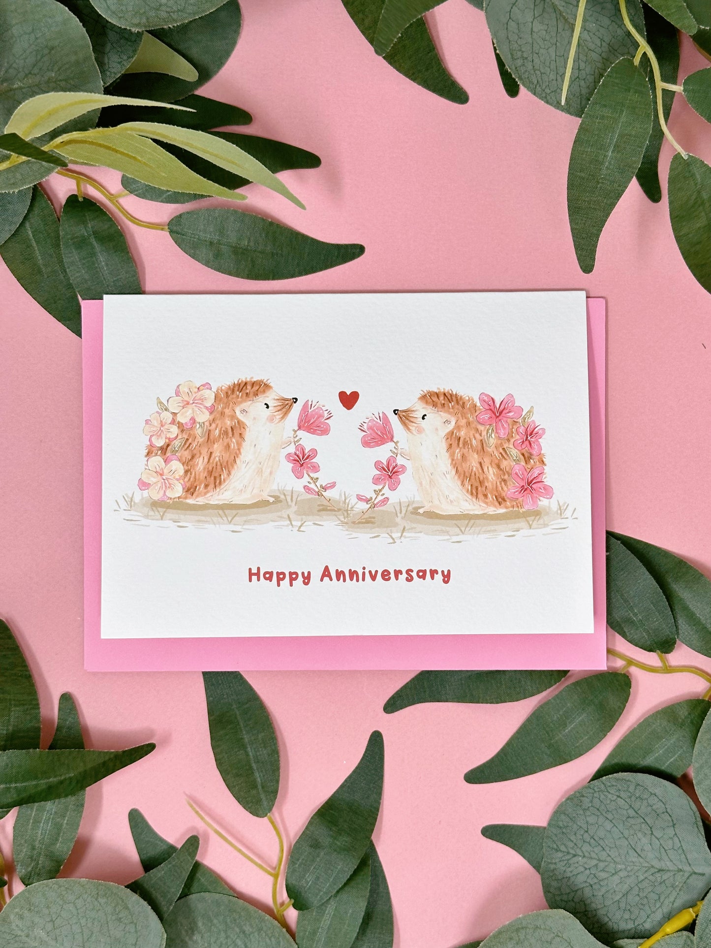 Sakura Hedgehog Anniversary Card