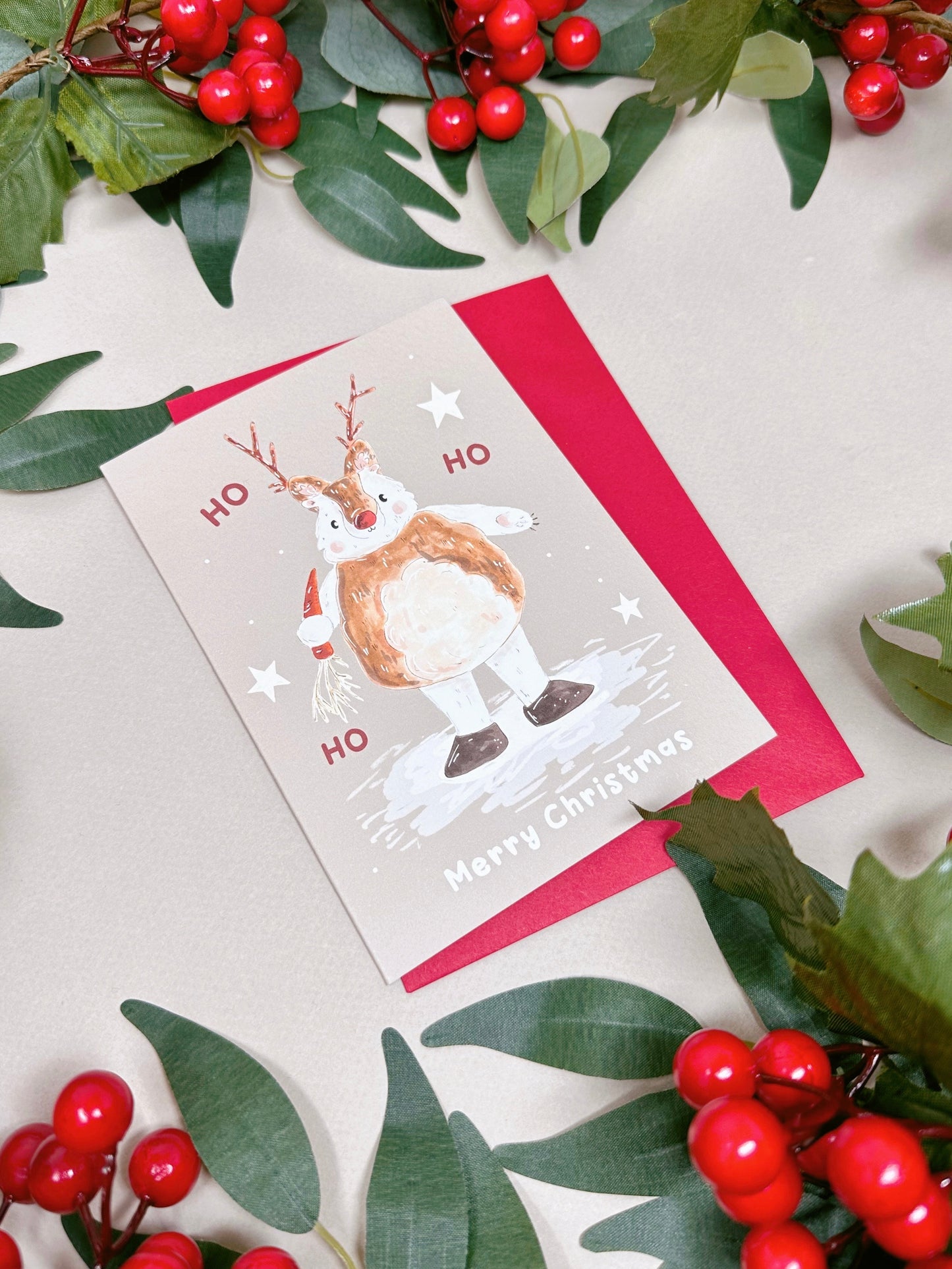 Polar Bear Reindeer Christmas Card