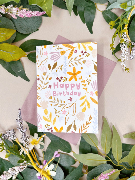 Floral Happy Birthday Card