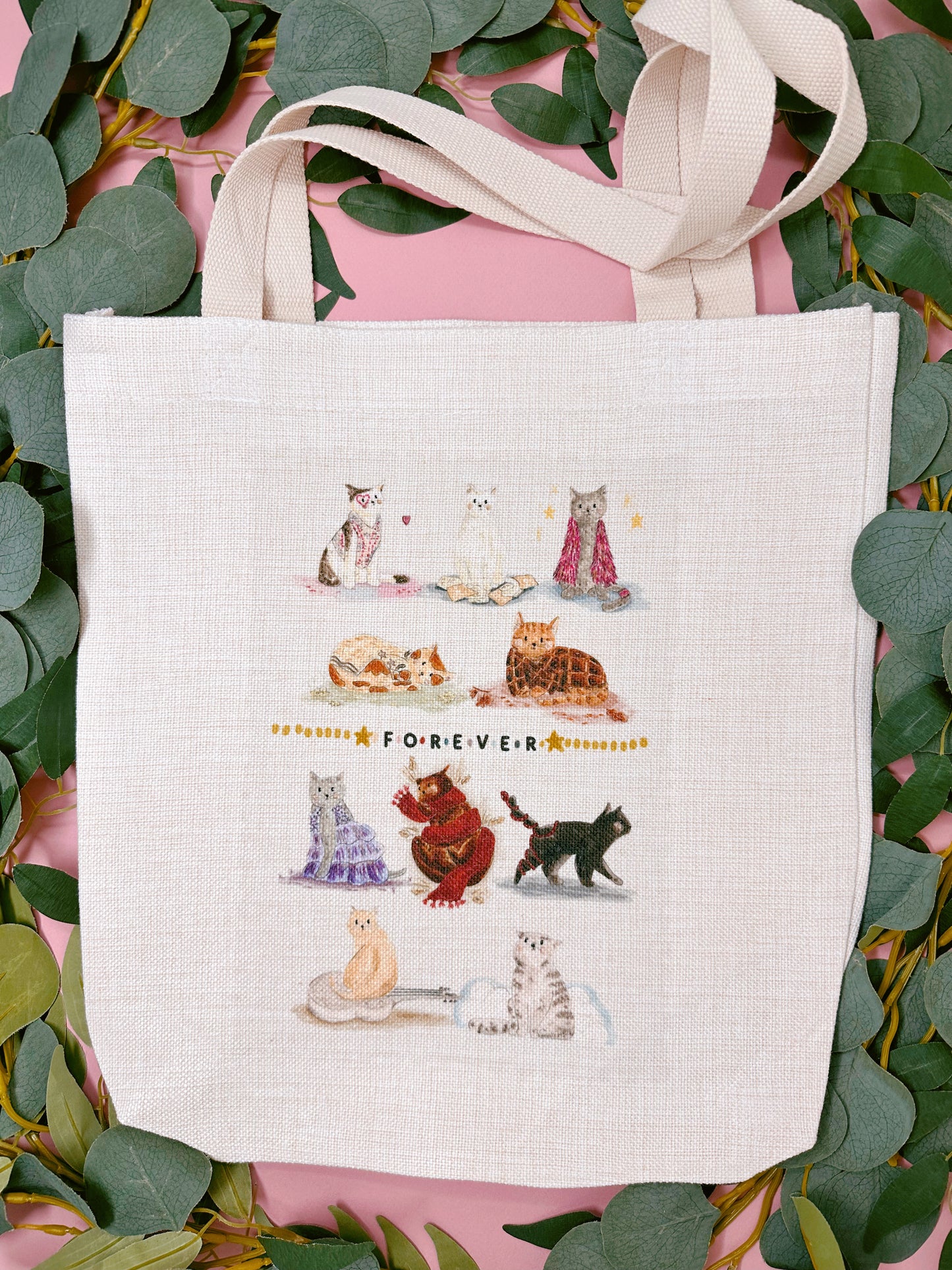 Cats Linen Tote Bag