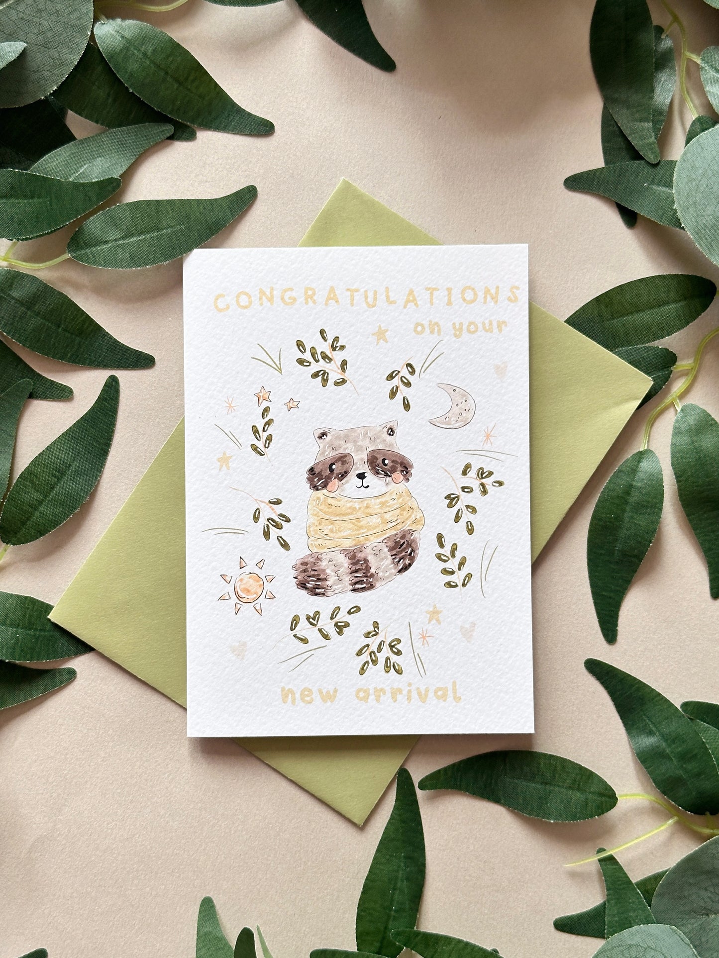 Raccoon New Baby Card