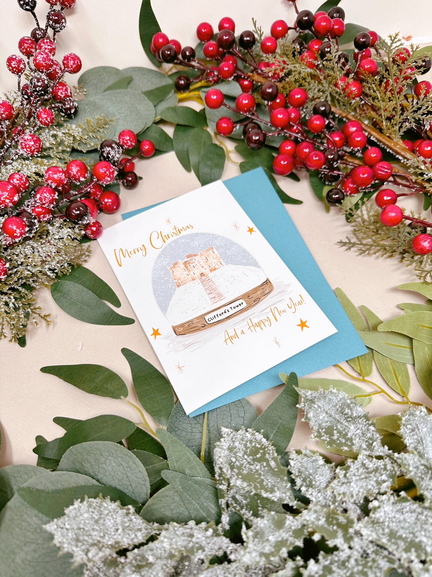 Cliffords Tower Snow Globe Card