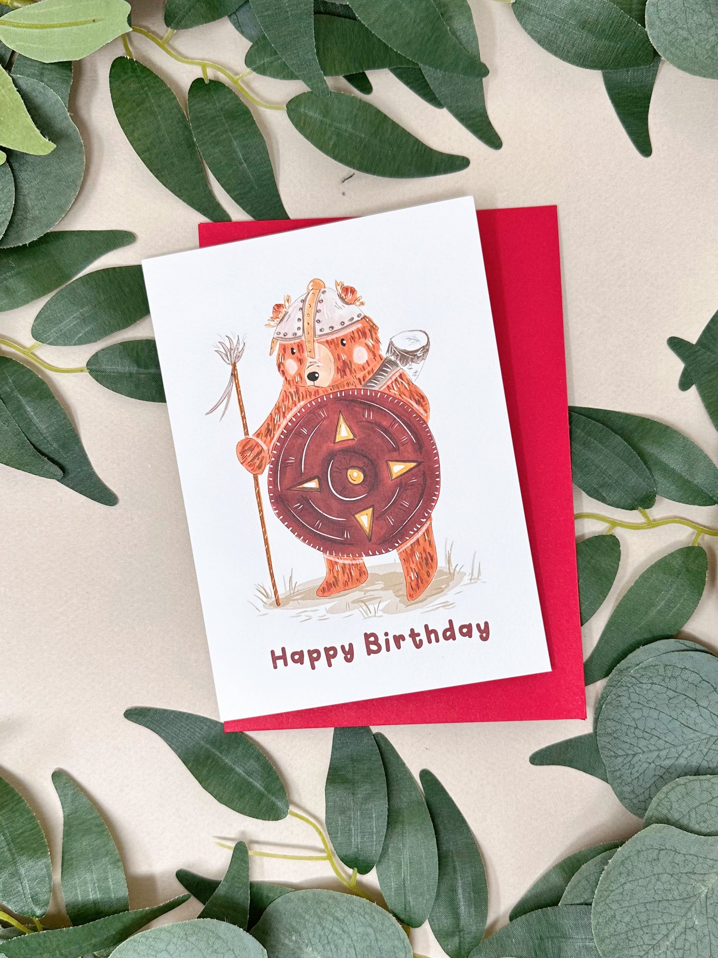 Warrior Bear Birthday Card