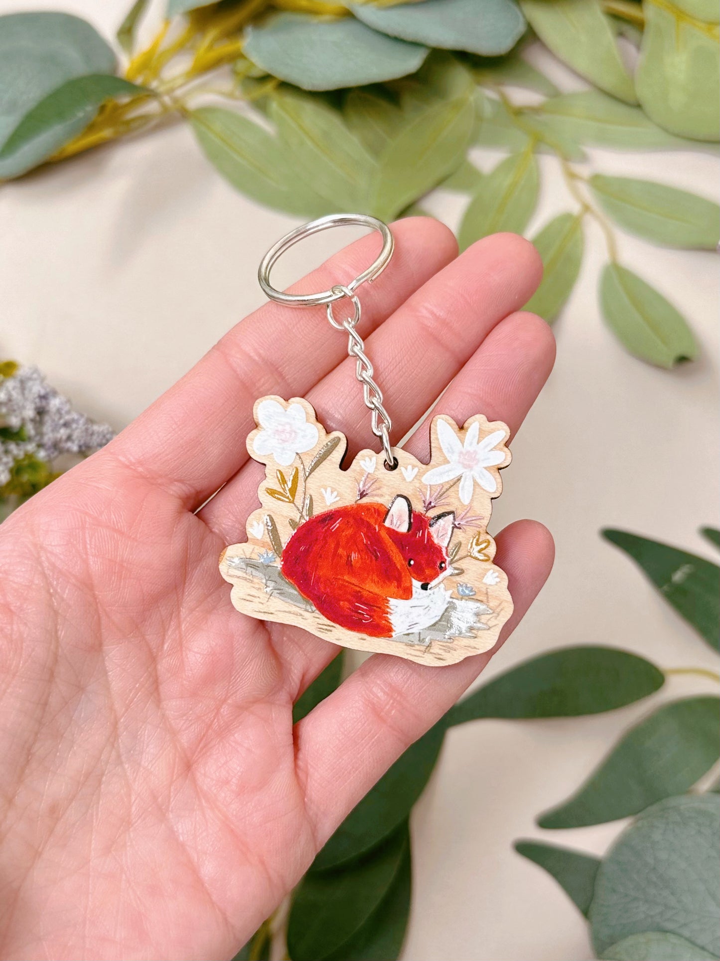 Floral Fox Keyring