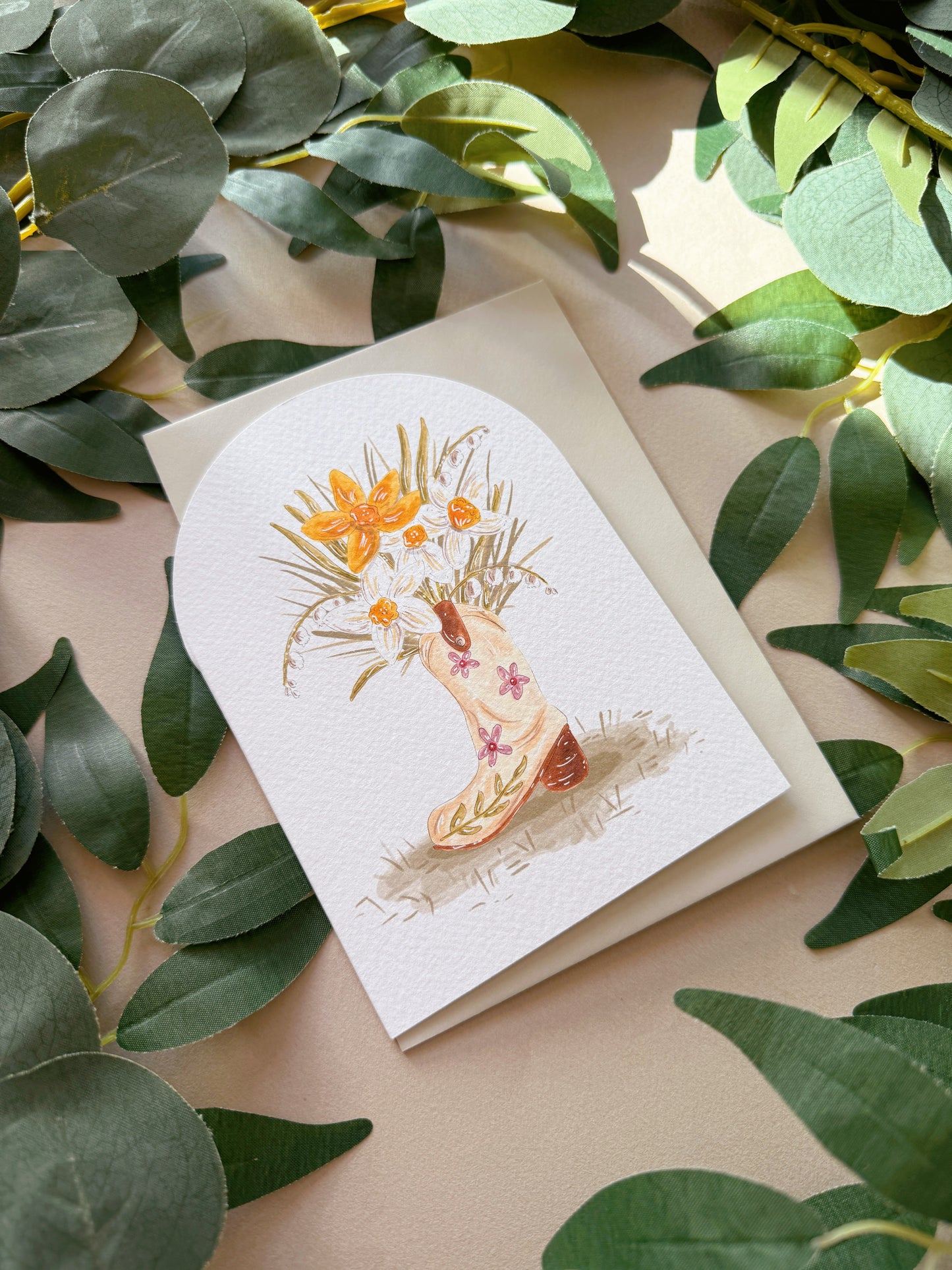 Cowboy Boots Vase Card