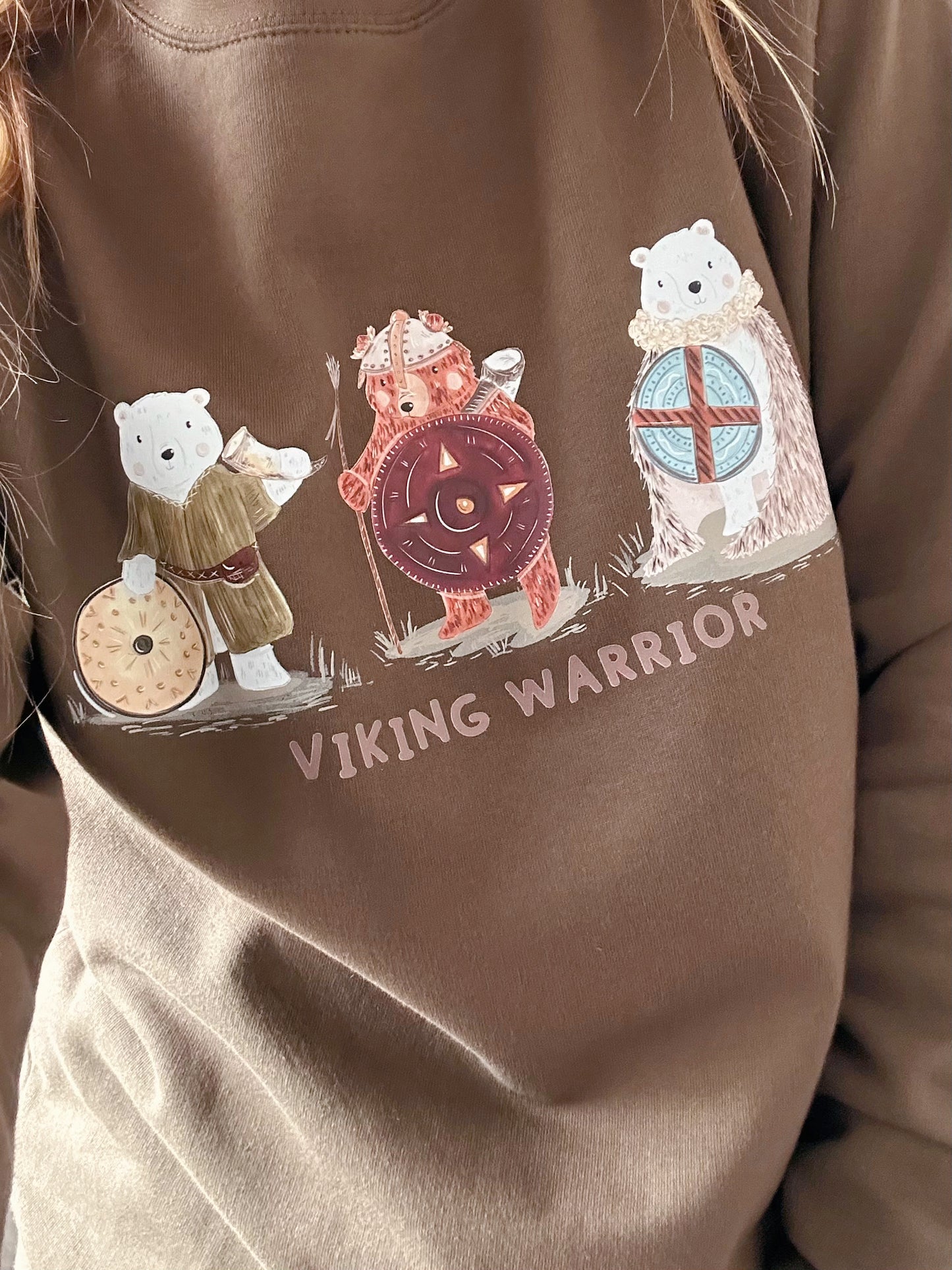 Warrior Viking Bear Graphic Sweatshirt - ADULT