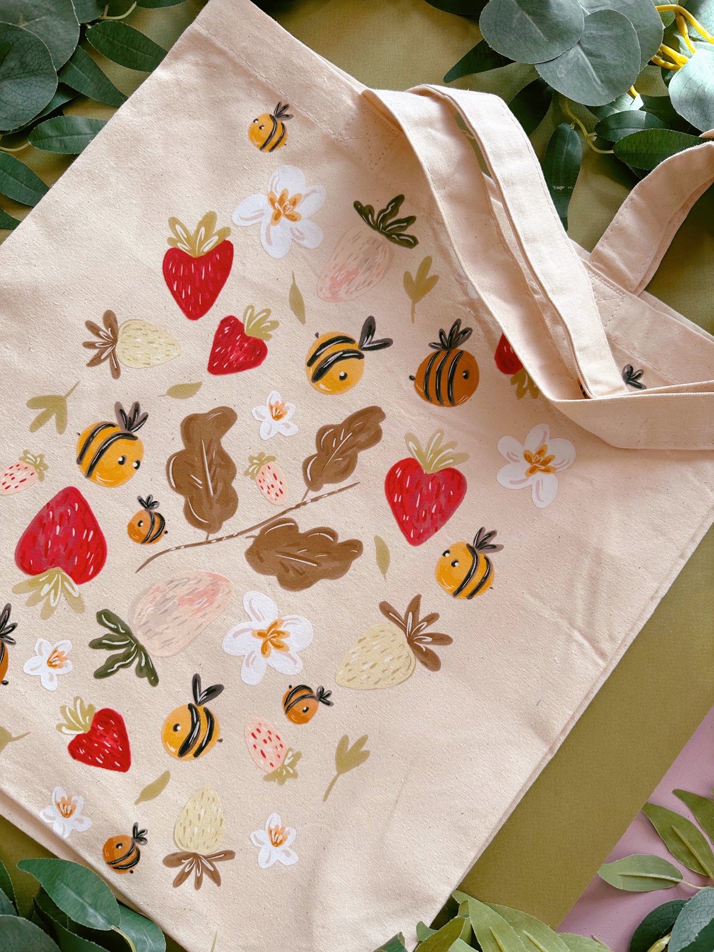 Strawberry Bee Giant Tote Bag