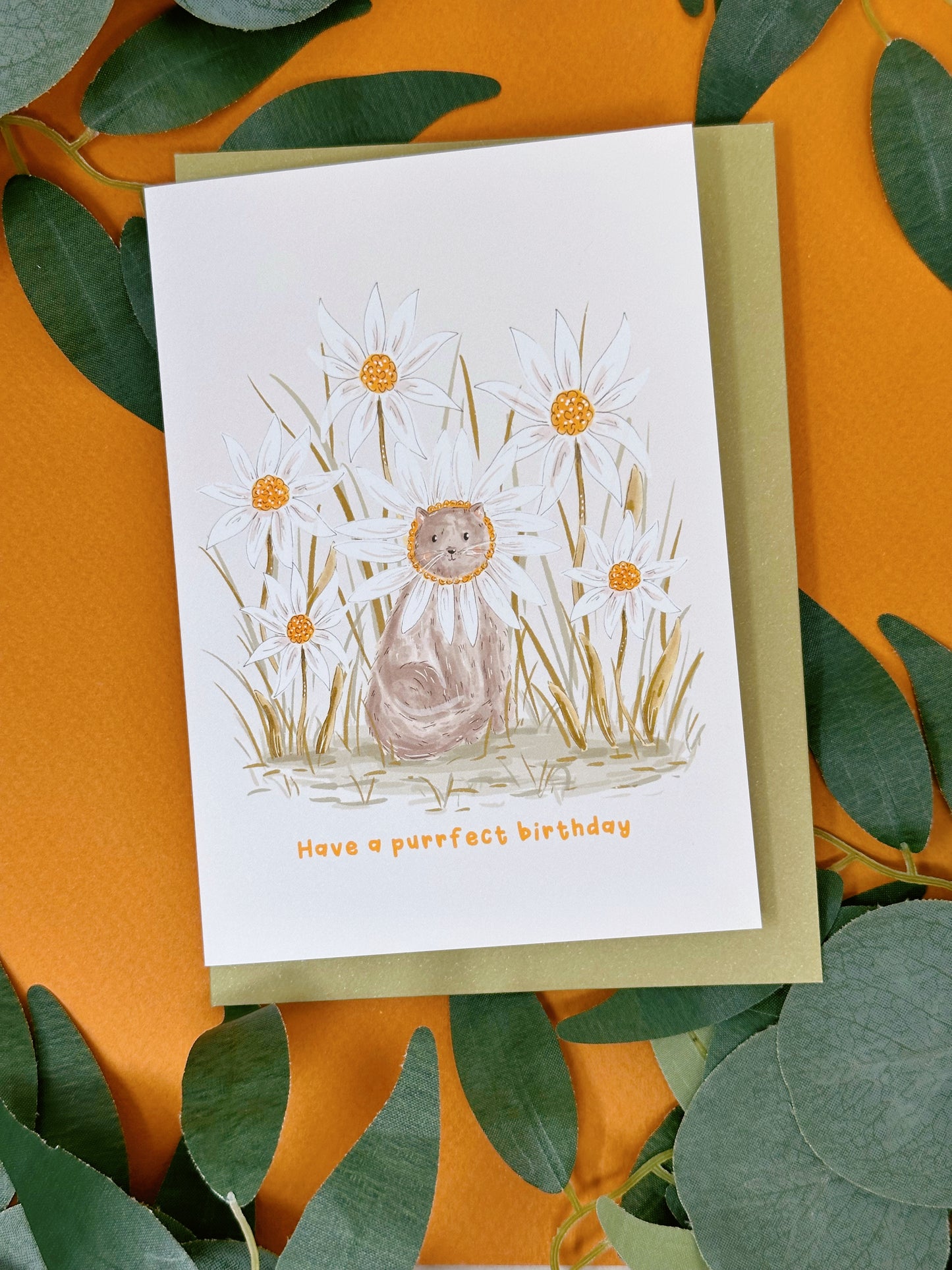 Daisy Cat Birthday Card
