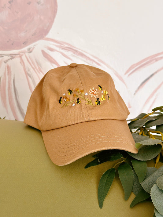 Bee embroidered peak cap