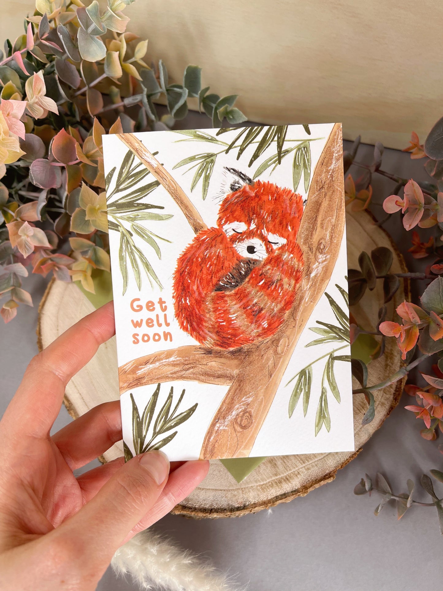 Red Panda Get Well Card