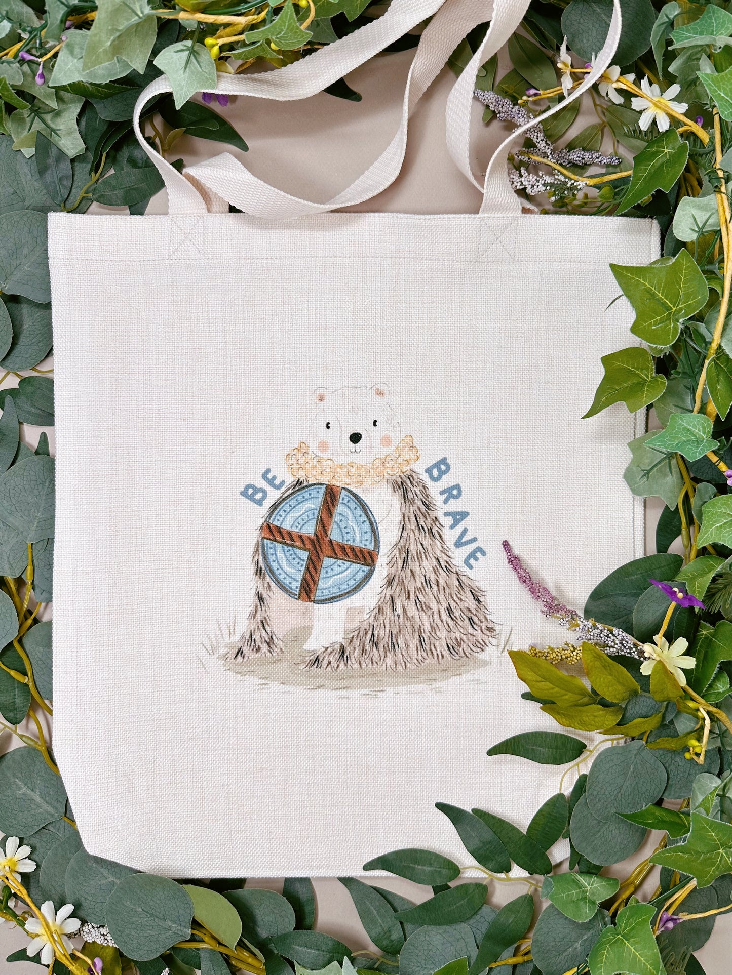 Be Brave Bear Linen Tote Bag