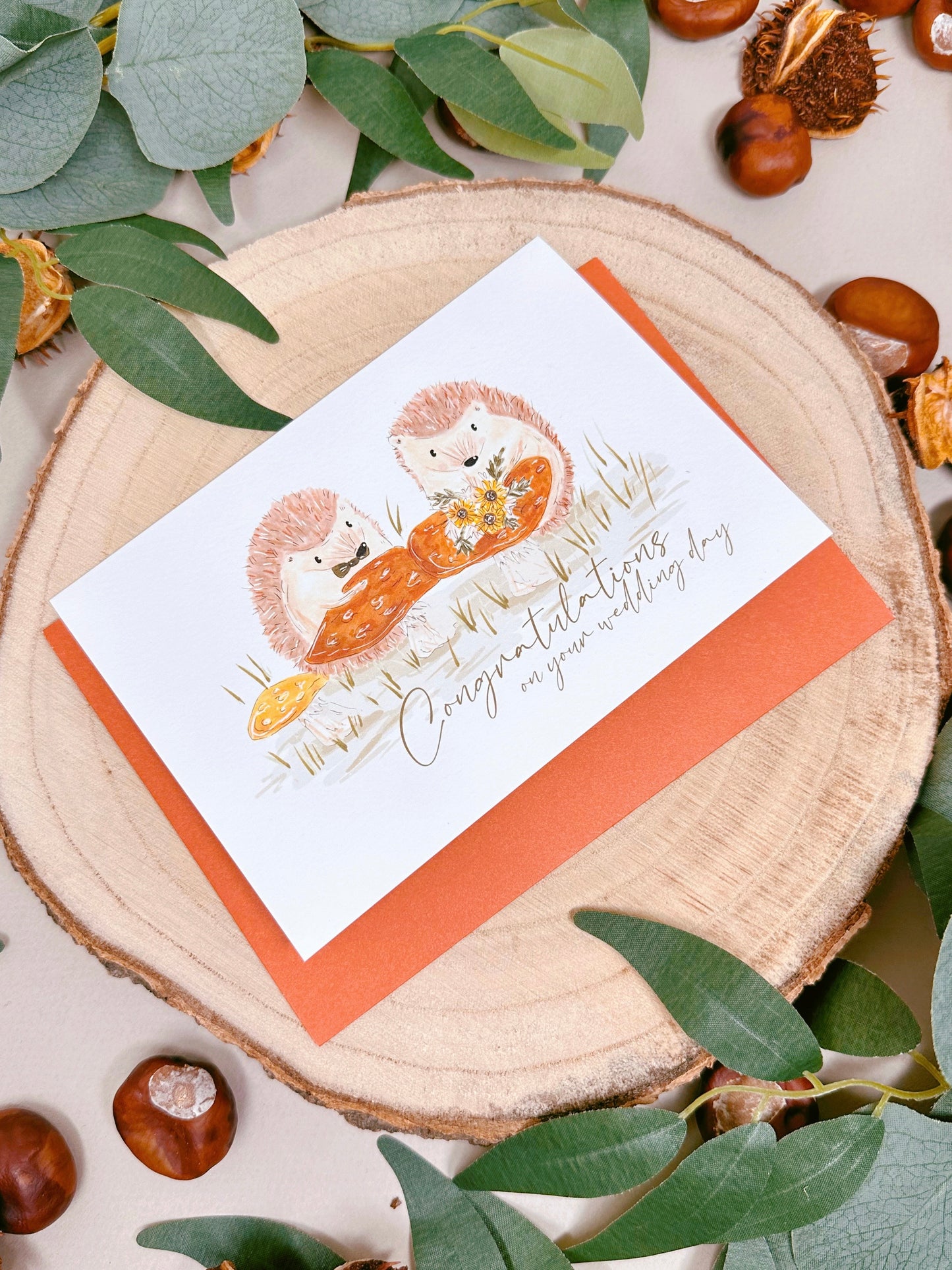 Botanical Hedgehog Wedding Card