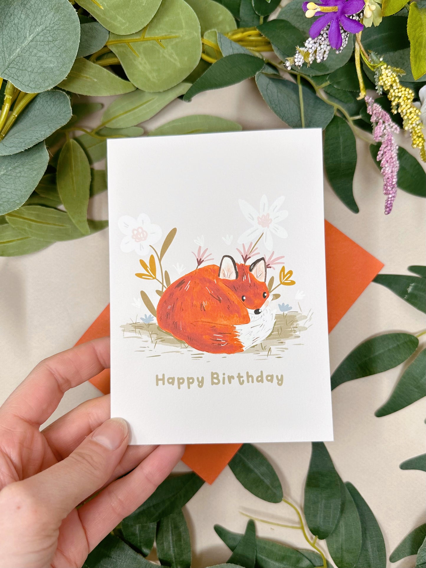 Floral Fox Birthday Card