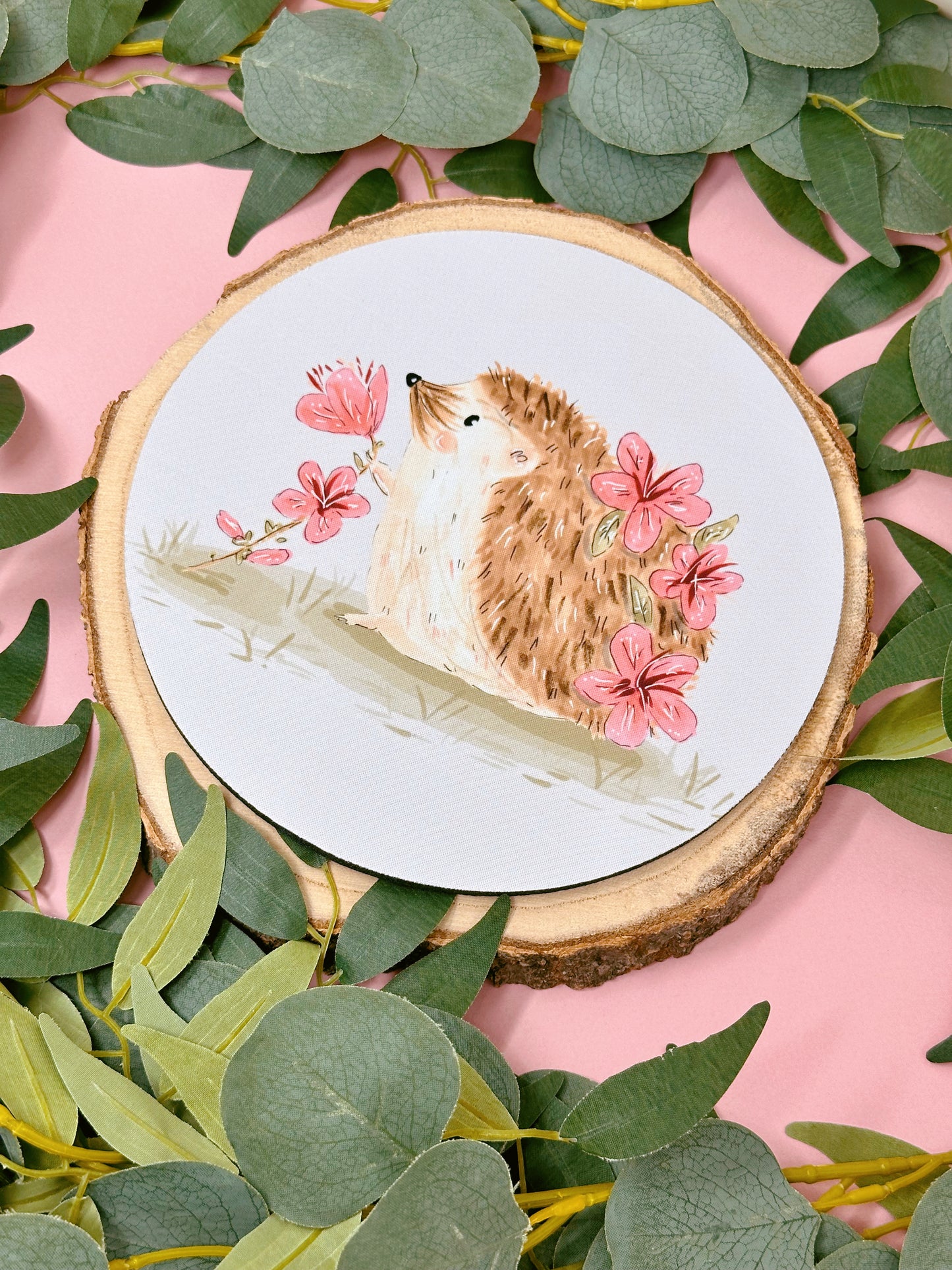 Pink Sakura Hedgehog Mousemat
