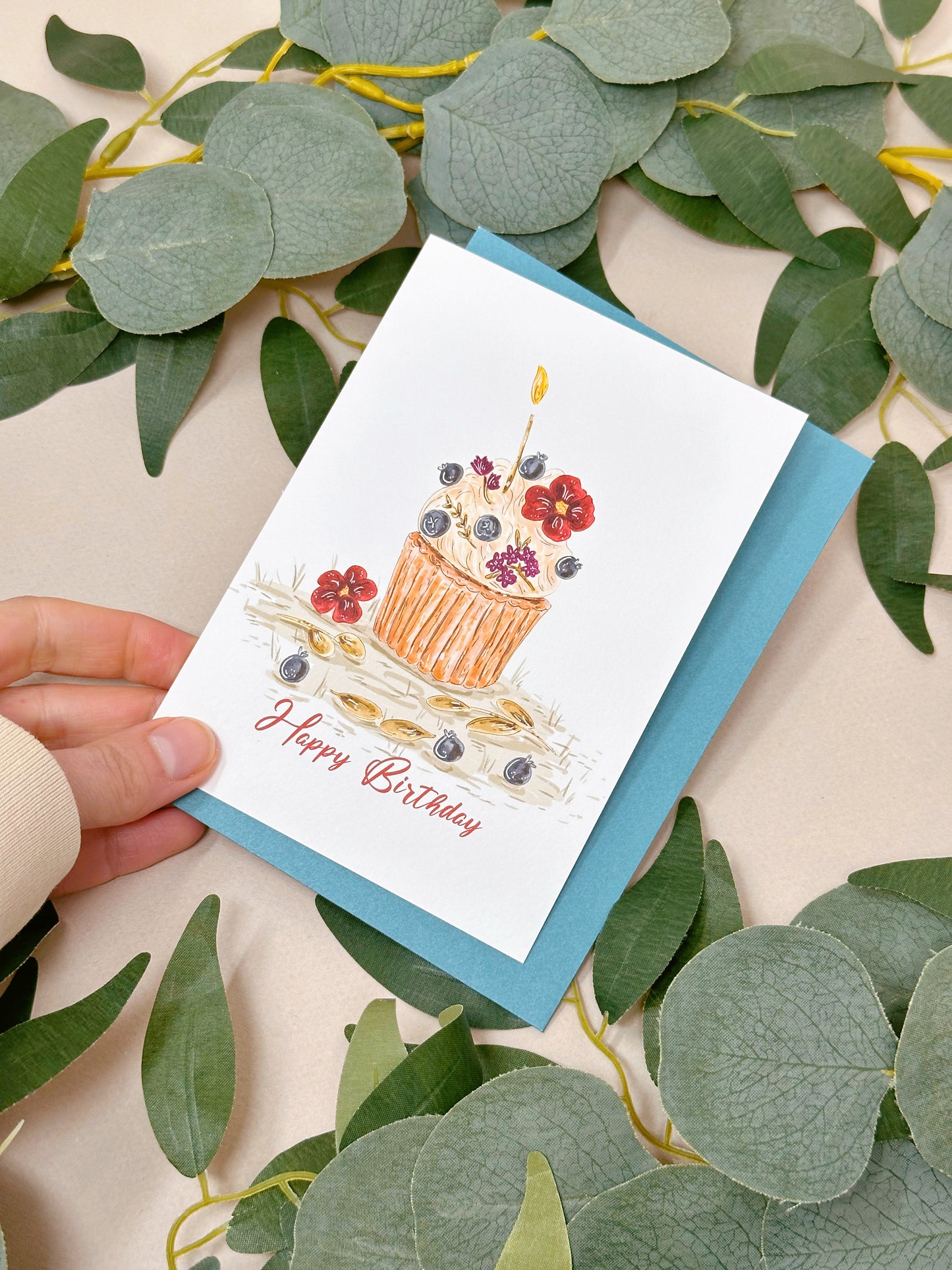 Bluberry Cupcake Birthday Card