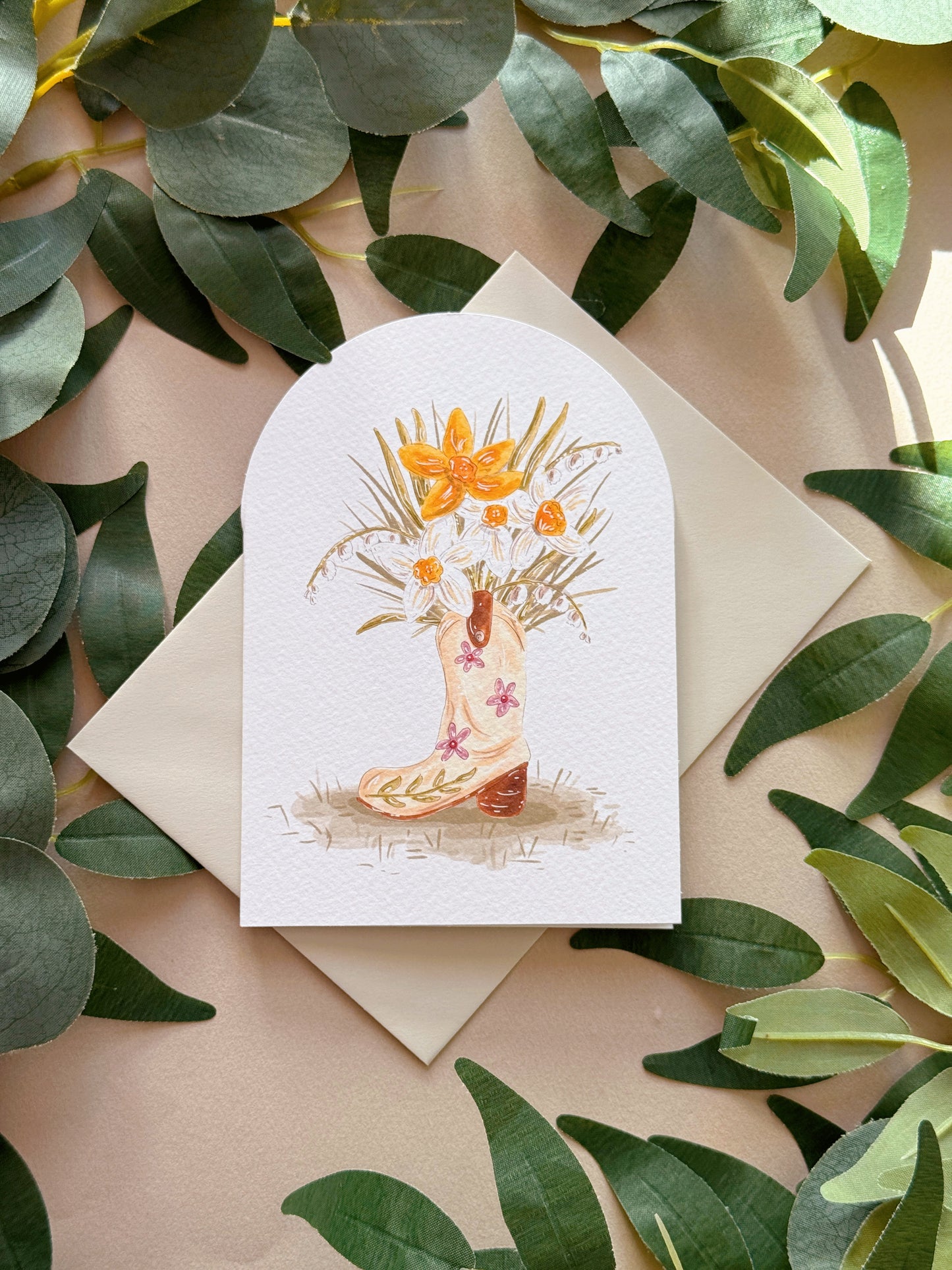 Cowboy Boots Vase Card