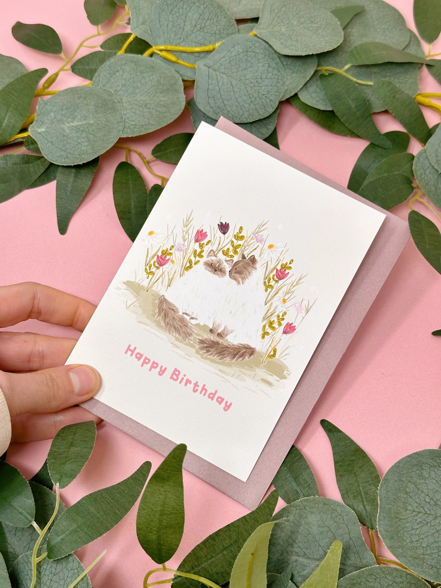 Floral Cat Birthday Card